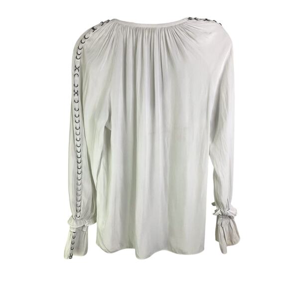 Ramy Brook Sheila Hoop-Hardware Top Wmns XS Ruffle Long Sleeve Peasant - Picture 3 of 10